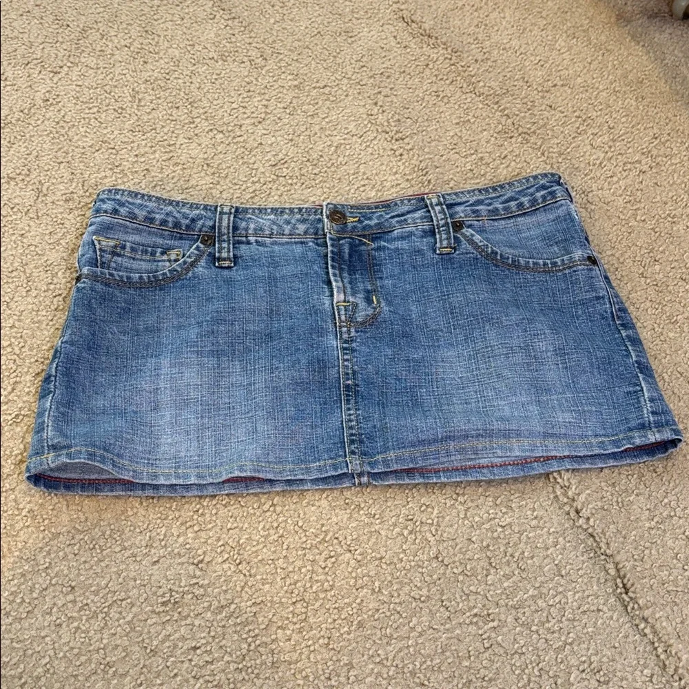 Von Dutch vintage Blue Denim mini super short Skirt - Picture 1 of 6